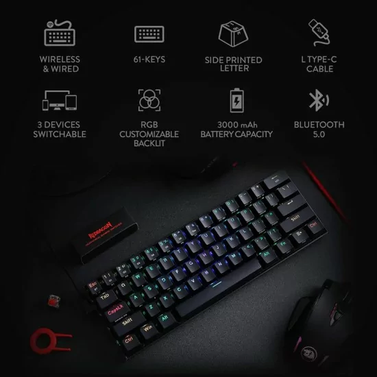 Redragon Draconic K530 Black Wireless- Brown Switch